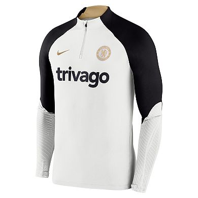 Men's Nike White Chelsea Strike Drill 2023/24 Performance Quarter-Zip Long Sleeve Top