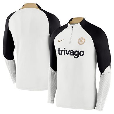 Men's Nike White Chelsea Strike Drill 2023/24 Performance Quarter-Zip Long Sleeve Top