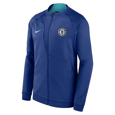 Men's Nike Blue Chelsea Academy Pro Anthem Fitted Raglan Performance Full-Zip Jacket