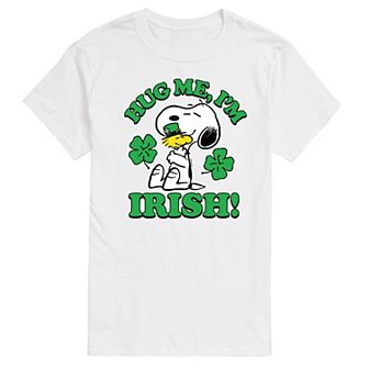 Big & Tall Peanuts Snoopy & Woodstock Hug Me I'm Irish Graphic Tee