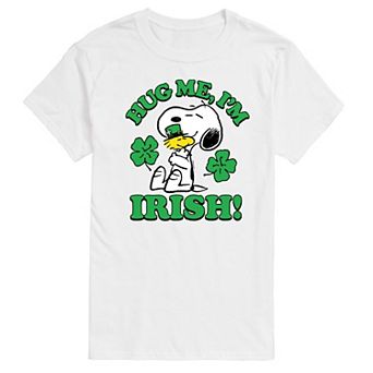 Big & Tall Peanuts Snoopy & Woodstock Hug Me I'm Irish Graphic Tee