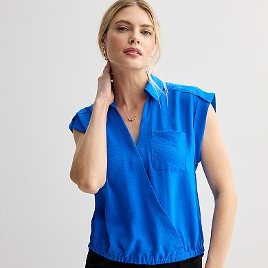 Petite Nine West Dolman Surplice Shirt
