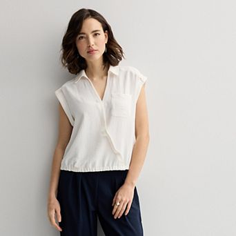 Petite Nine West Dolman Surplice Shirt