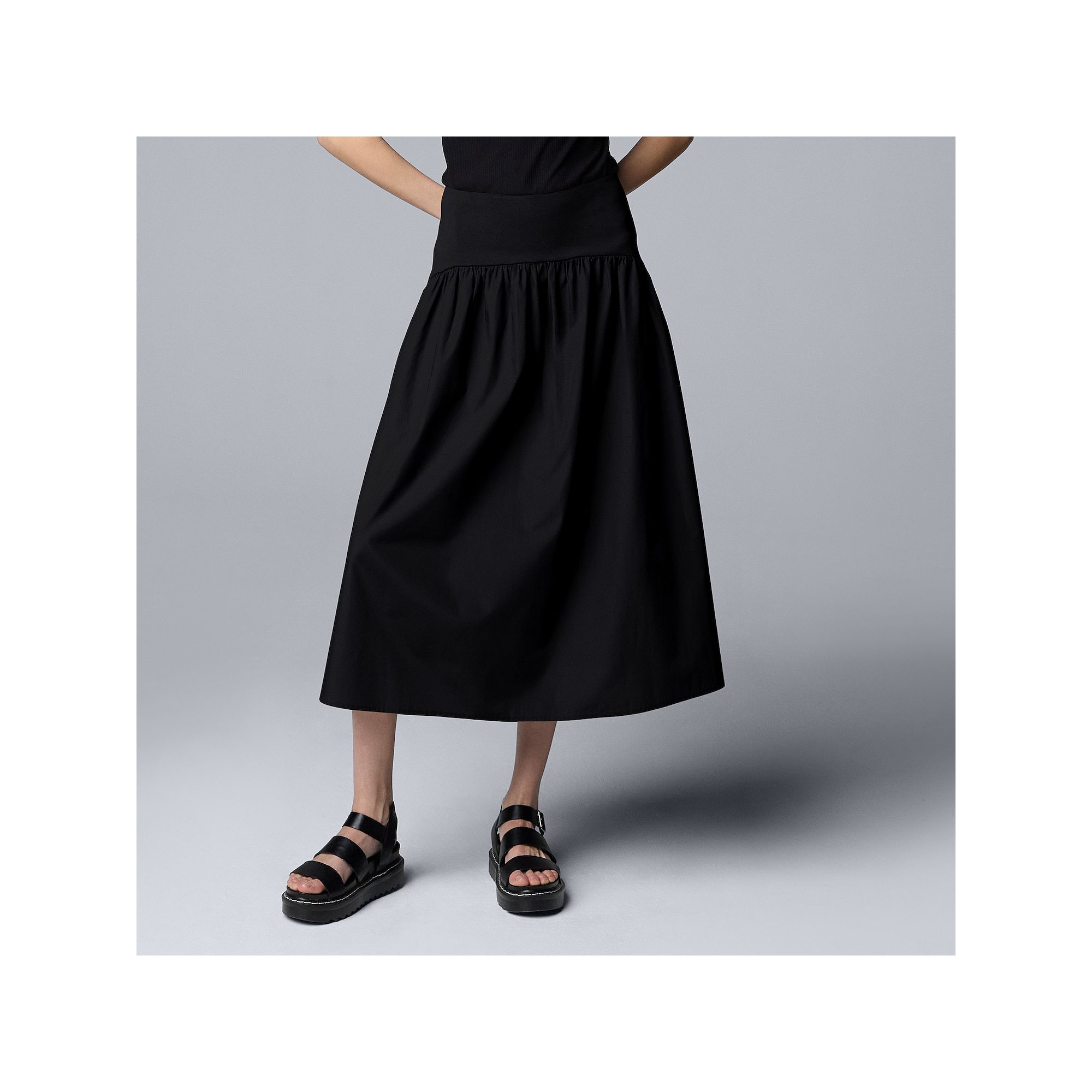 Petite Simply Vera Vera Wang Mixed Media Skirt, Womens, Size: Small Petite