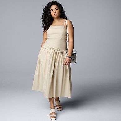 Plus Size Simply Vera Vera Wang Drop Waist Midi Dress