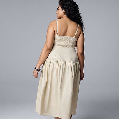 Plus Size Simply Vera Vera Wang Drop Waist Midi Dress