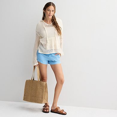 Juniors' SO® Low Rise Pull On Linen Shorts