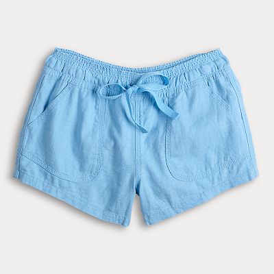 Juniors' SO® Low Rise Pull On Linen Shorts