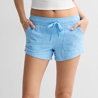 Juniors' SO® Low Rise Pull On Linen Shorts
