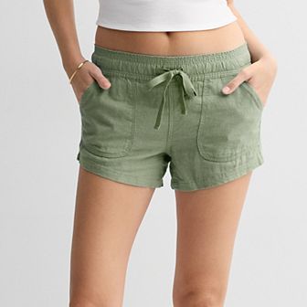 Juniors' SO® Low Rise Pull On Linen Shorts