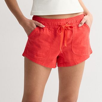 Juniors' SO® Low Rise Pull On Linen Shorts