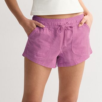Juniors' SO® Low Rise Pull On Linen Shorts