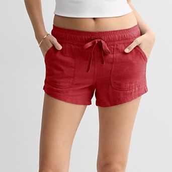 Juniors' SO® Low Rise Pull On Linen Shorts