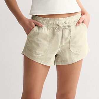 Juniors' SO® Low Rise Pull On Linen Shorts