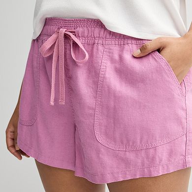 Juniors' Plus Size SO® Low Rise Pull On Linen Shorts