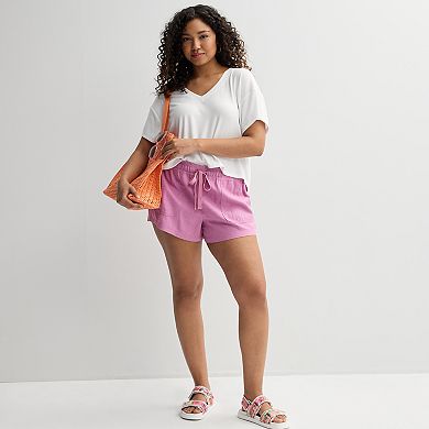 Juniors' Plus Size SO® Low Rise Pull On Linen Shorts