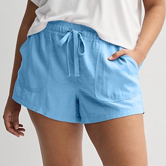 Juniors' Plus Size SO® Low Rise Pull On Linen Shorts
