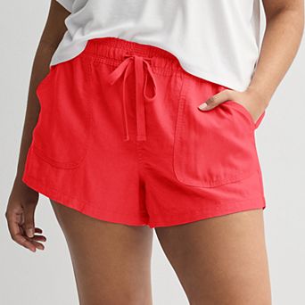 Juniors' Plus Size SO® Low Rise Pull On Linen Shorts
