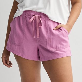 Juniors' Plus Size SO® Low Rise Pull On Linen Shorts