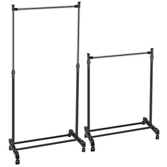 Foldable Adjustable Garment Rack, Clothes Stand with Wheels & Storage Shelf for Home