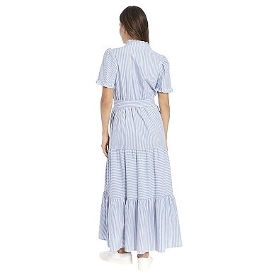 Women's London Times Ruffle Neck Tiered Maxi Dress