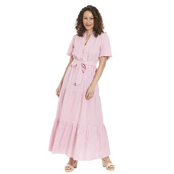 Women's London Times Ruffle Neck Tiered Maxi Dress