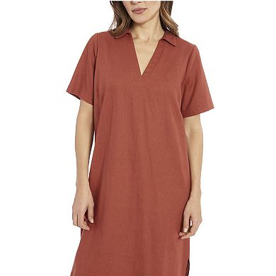 Women's London Times Short Sleeve Collared Popover Maxi Dress