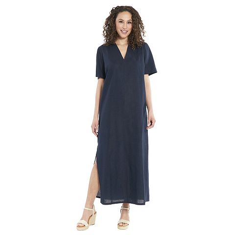 Женские платья London Women's London Times Short Sleeve Collared Popover Maxi Dress