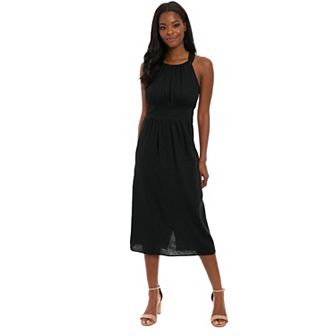 Women's London Times Halter Inset Waist Midi Dress