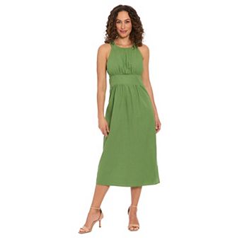 Women's London Times Halter Inset Waist Midi Dress