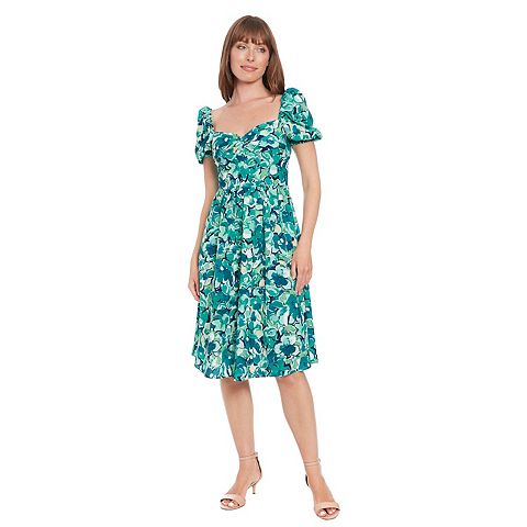 Женские платья London Women's London Times Twist Front Puff Sleeve Midi Dress