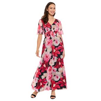 Women's London Times V-Neck Smocked Bodice Maxi Dress