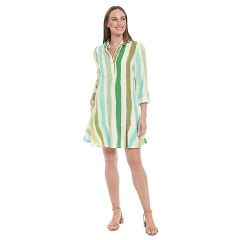 Женские платья London Women's London Times Striped Shirt Dress