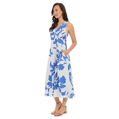 Women's London Times V-Neck Godet A-Line Dress