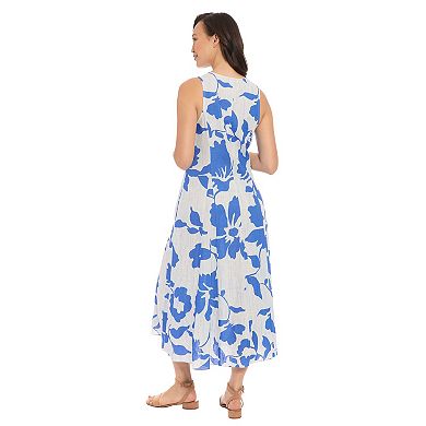 Women's London Times V-Neck Godet A-Line Dress