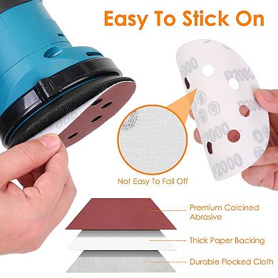 120Pcs 5 Inch 8 Hole Sanding Discs 2000 Grit Sandpapers for Random Orbital Sander Pads