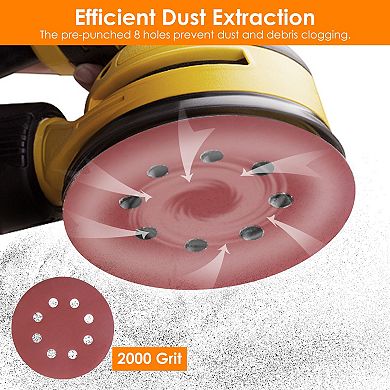 120Pcs 5 Inch 8 Hole Sanding Discs 2000 Grit Sandpapers for Random Orbital Sander Pads