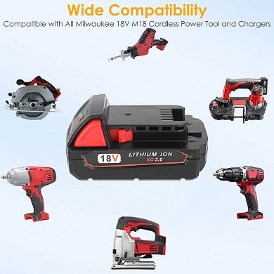 18V Replacement Battery Compatible with Milwaukee M18 Cordless Power Tools