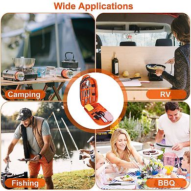 19Pcs Camping Cooking Utensil Kit Portable Outdoor Cookware BBQ Picnic Kitchen Set with Bag
