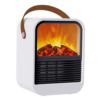 Portable 1500W Electric Fireplace Heater Ceramic PTC, Overheat & Tip-Over Protection, 2 Gears