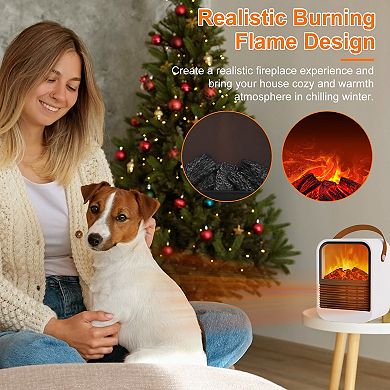 1500w Portable Electric Fireplace Heater 2 Gear Temperature