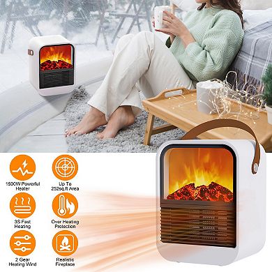 1500w Portable Electric Fireplace Heater 2 Gear Temperature