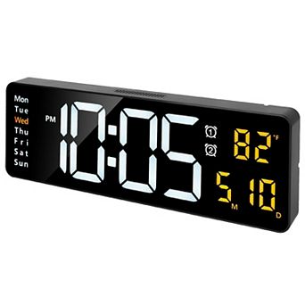 15.7 in LED Wall Clock with Remote Digital Alarm Clock with 3 Alarms, Timer & Calendar