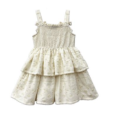 Baby & Toddler Girl Blueberi Boulevard 2-Tier Schiffli Embroidered Sundress & Sunglasses Set