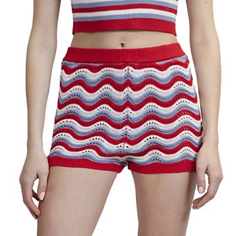 Juniors' madden girl Wave Stripe Crochet Shorts