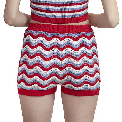 Juniors' madden girl Wave Stripe Crochet Shorts