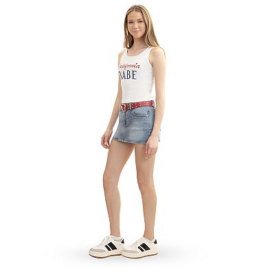 Juniors' madden girl U-Neck California Babe Ribbed Graphic Tank Top