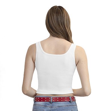 Juniors' madden girl U-Neck California Babe Ribbed Graphic Tank Top