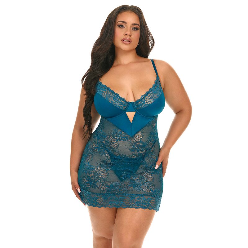 Plus Size Oh La La Cheri Liv Babydoll & Panty Set 70-11933X, Women's, Size: 2XL, Blue