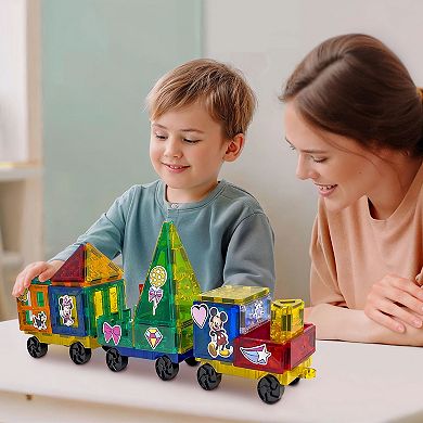 Disney Jr. Mickey Mouse Train Magnetic Tiles 41-Piece Set by Tytan Toys